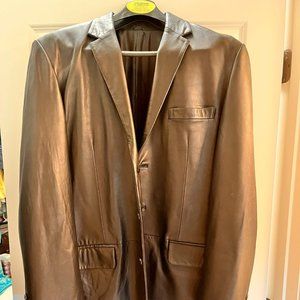 Alfani (Macy's) Black Leather Blazer in Size 48 Long (New)